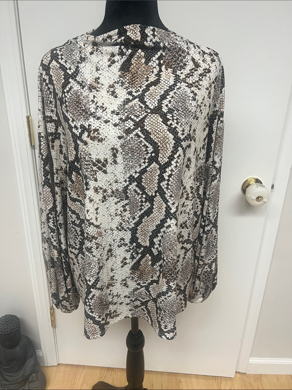 Alfani Neutral Snake Print Long Sleeve Top